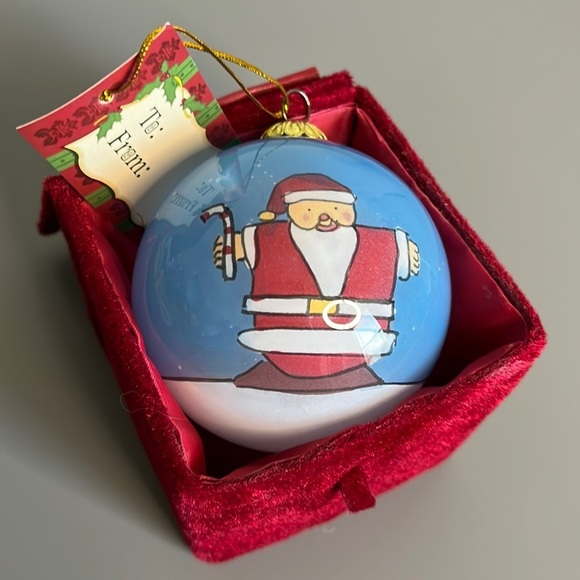 Santa Claus Reverse Hand Painted Glass Ornament Vintage Bulb by Greenbrier Int'l - Picture 3 of 10